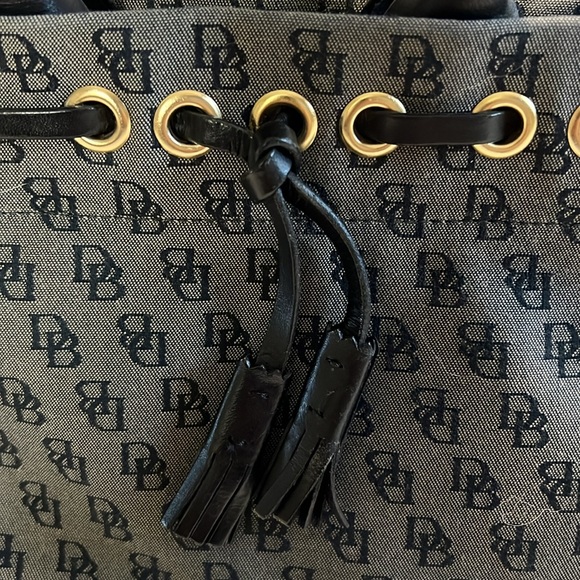 Dooney & Bourke Signature Monogram Tassel Tote Handbag Purse Black Y2K Vintage - Picture 9 of 9